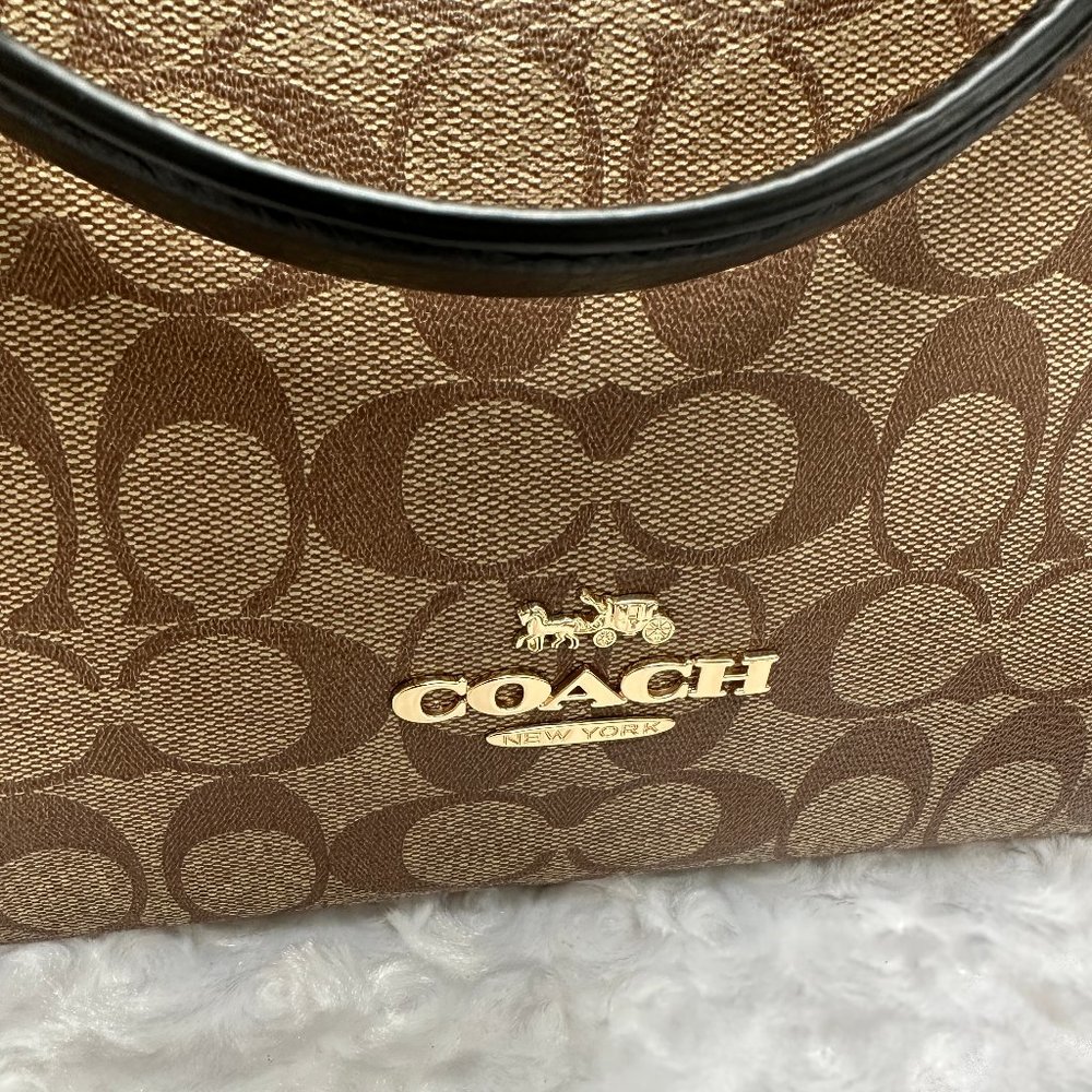 COACH Marlon Hobo 91386 Colorblock Sign Canvas Khaki/Orange, Crossbody in EUC - Picture 4 of 12